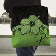 (Custom) Polynesian Tote Bag Hibiscus Personal Signature Green A02