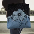 (Custom) Polynesian Tote Bag Hibiscus Personal Signature Turquoise A02