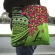 (Custom) Polynesian Plumeria Green Tote Bag Personal Signature A24