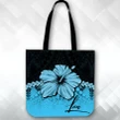 (Custom) Polynesian Tote Bag Hibiscus Personal Signature Turquoise A02