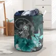 Kanaka Maoli (Hawaii) Laundry Basket - Hibiscus Turtle Tribal Turquoise