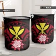 Kanaka Maoli (Hawaiian) Laundry Basket - Polynesian Hibiscus Tattoo Red A02