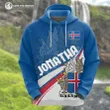 (Custom) Iceland Hoodie Flag Coat Of Arms Wavy Lines A10