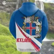 (Custom) Iceland Hoodie Flag Coat Of Arms Wavy Lines A10