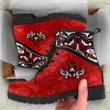Canada Day Leather Boots - Haida Maple Leaf Style Tattoo Red A02