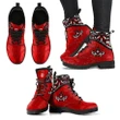 Canada Day Leather Boots - Haida Maple Leaf Style Tattoo Red A02