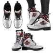 Canada Day Leather Boots - Haida Maple Leaf Style Tattoo White A02