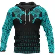 Vikings Hoodie The Raven Of Odin Tattoo Special Cyan