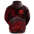 (Custom Personalised) Warriors Rugby Zip Hoodie New Zealand Mount Taranaki With Poppy Flowers Anzac Vibes - Red, Custom Text And Number A7