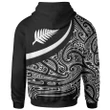 New Zealand Rugby Custom Personalised Zip-Up Hoodie - Silver Fern and Maori Patterns - BN18