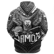 American Samoa Zip Hoodie Eagle Tattoo Style Black and White A7