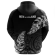 1sttheworld Custom Aotearoa New Zealand - Maori Silver Fern Full Zip Hoodie Black A10