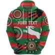 Custom Personalised South Sydney Rabbitohs Indigenous Zip Hoodie Country Style