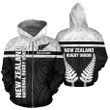 New Zealand Rugby Zip-up Hoodie Horizontal Style BN15