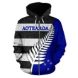 Aotearoa-New Zealand Hoodie Silver Fern Zip-Up Th5