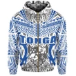 Tonga Hoodie - Kingdom of Tonga Zip Hoodie White Blue J0