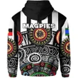 (Custom Personalised) Naidoc Magpies Zip Hoodie Indigenous A7