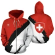 Switzerland Black Slash Style Zip Up Hoodie