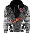 (Custom Personalised) Rewa Rugby Union Fiji Zip Hoodie Tapa Vibes - Black, Custom Text And Number A7