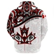 Canada Day Zip Hoodie - Haida Maple Leaf Style Tattoo White A02