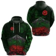 (Custom Personalised) Warriors Rugby Zip Hoodie New Zealand Mount Taranaki With Poppy Flowers Anzac Vibes Green, Custom Text And Number