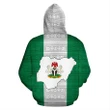 Nigeria All Over Zip-Up Hoodie - Flag And Coat Of Arm - BN12