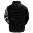 Polynesian Zip Hoodie Tattoo Style Black and White A7