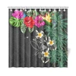 Kanaka Maoli (Hawaiian) Shower Curtain - Hibiscus Turtle Tattoo Gray A02