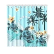 Cook Islands Shower Curtain Blue Turtle Hibiscus