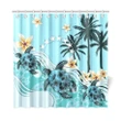 Cook Islands Shower Curtain - Blue Turtle Hibiscus A24