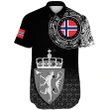 Viking Style Short Sleeve Shirt , Norway Coat Of Arms