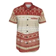 Polynesian Men's Short Sleeve Shirt , Red Style