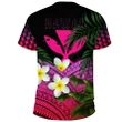 Kanaka Maoli (Hawaiian) T-Shirts, Polynesian Plumeria Banana Leaves Pink A02