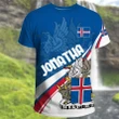 (Custom) Iceland T-shirt Flag Coat Of Arms Wavy Lines A10