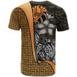Tahiti Polynesian T-Shirt Gold - Turtle with Hook - BN11