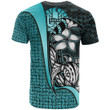 Tahiti Polynesian T-Shirt Turquoise - Turtle with Hook - BN11