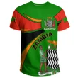 1stTheWorld Zambia T-shirt, Zambia Round Coat Of Arms Lion