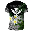 (Custom) Kanaka Maoli (Hawaiian) T-Shirts, Polynesian Plumeria Banana Leaves Gray Personal Signature A02