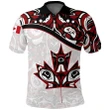 Canada Day Polo Shirt , Haida Maple Leaf Style Tattoo White