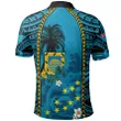 Tuvalu All Over Print Polo Shirt Coat Of Arms polynesian With Hibiscus And Waves TH65