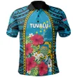 Tuvalu All Over Print Polo Shirt Coat Of Arms polynesian With Hibiscus And Waves