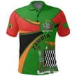 1stTheWorld Zambia Polo Shirt, Zambia Round Coat Of Arms Lion