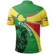 1sttheworld Ethiopia Polo Shirt, Ethiopia Round Coat Of Arms Lion A10
