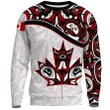 Canada Day Sweatshirt , Haida Maple Leaf Style Tattoo White