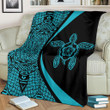 Polynesian Tribal Premium Blanket - Circle Style Blue - J7