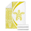 Polynesian Tribal Premium Blanket - Circle Style Yellow And White - J7