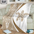 Polynesian Tribal Premium Blanket - Circle Style Gold And White - J7