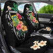 Tuvalu Car Seat Covers Coat Of Arms Polynesian With Hibiscus TH5
