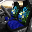 Kanaka Maoli (Hawaiian) Car Seat Covers, Polynesian Plumeria Banana Leaves Blue A02