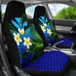 Kanaka Maoli (Hawaiian) Car Seat Covers, Polynesian Plumeria Banana Leaves Blue A02